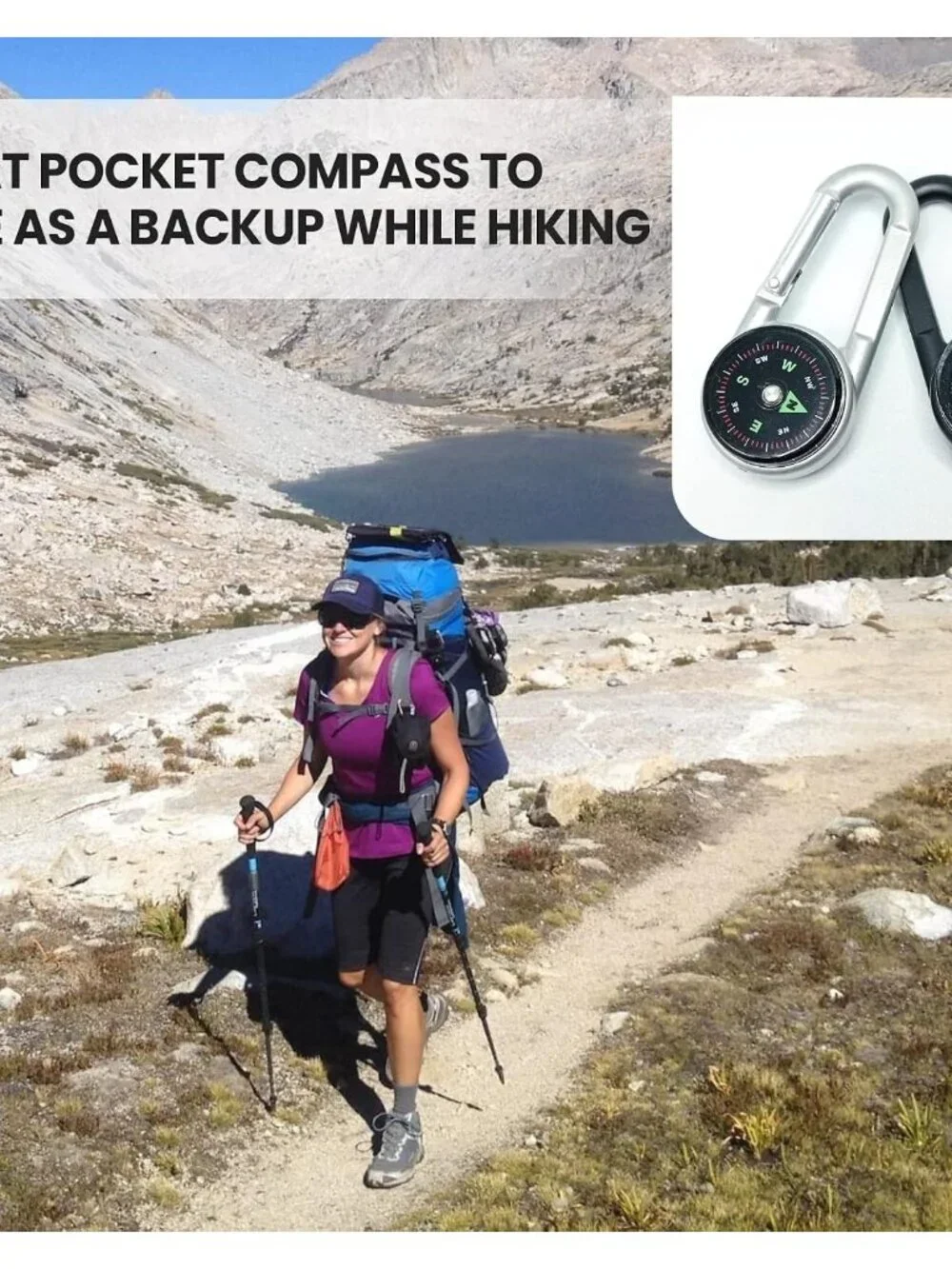 2 Pack Carabiner Clip On Compass Hiking - Compact Compass Keychain Backpacks | S